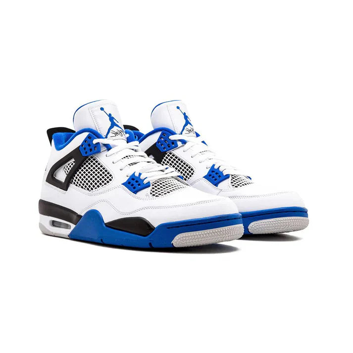White & Blue Motorsport Retro Court Mid Sneaker | VoltRace™