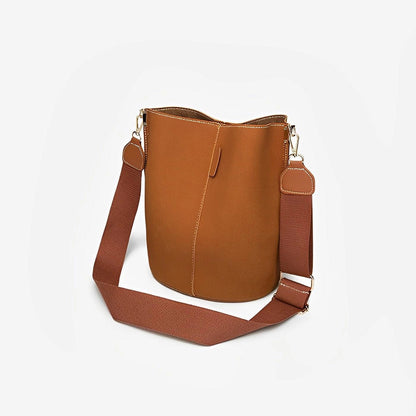Chic Tan Leather Bucket Bag - Stylish Adjustable Strap for the Modern Woman