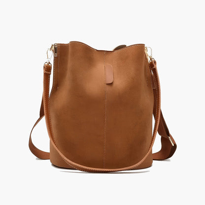 Chic Tan Leather Bucket Bag - Stylish Adjustable Strap for the Modern Woman