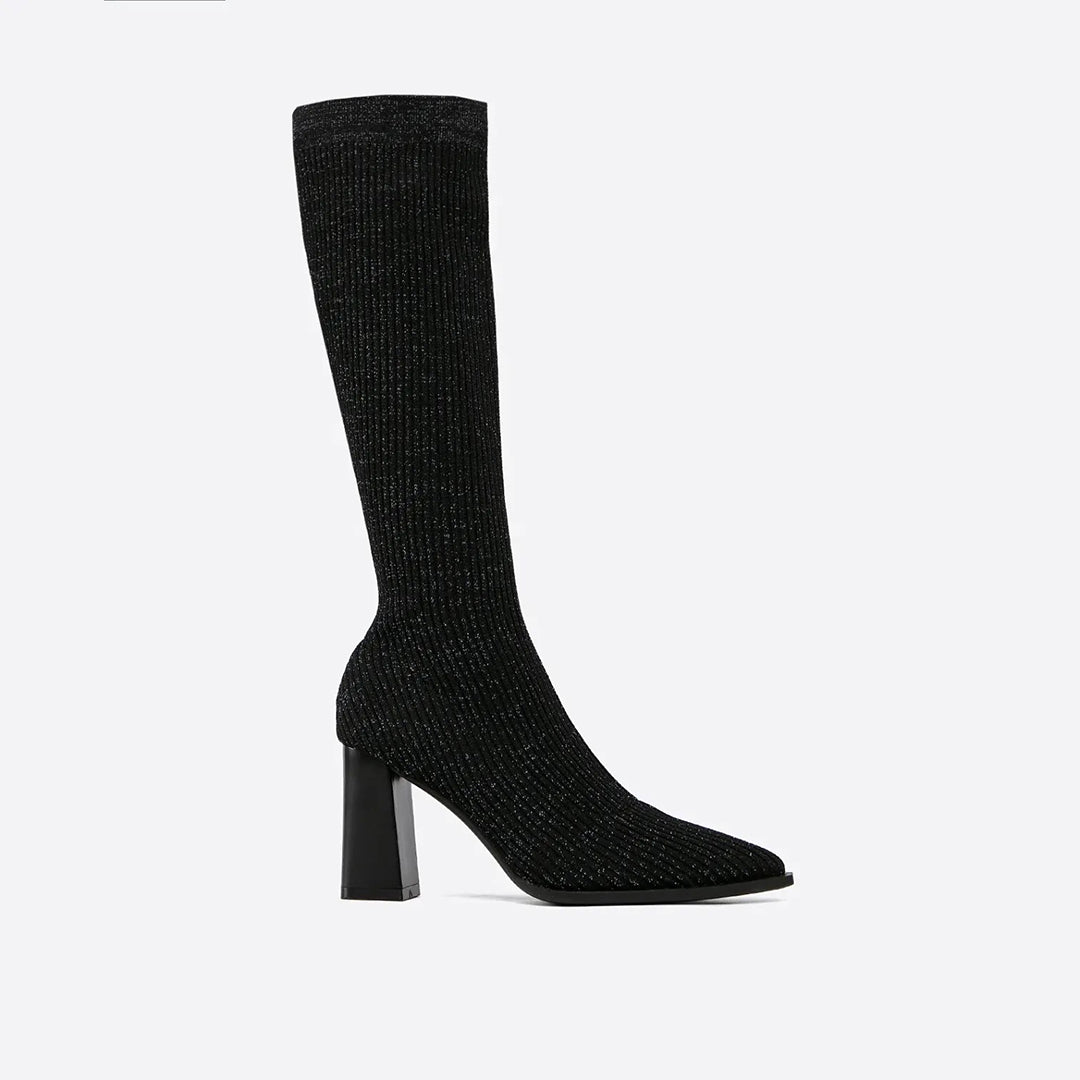 Viktoria - Stylish Knitted High Boots with Chunky Heel