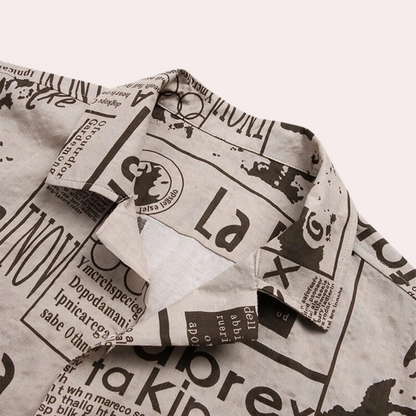 Davie - Stylish Men's Shirt Featuring Trendy Newspaper Print