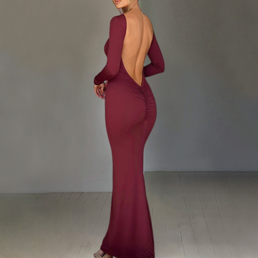 Tamara - Stunning Floor-Length Dress with Chic Open Back Design