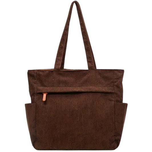 Stylish Corduroy Tote Bag with Comfortable Fixed Shoulder Straps