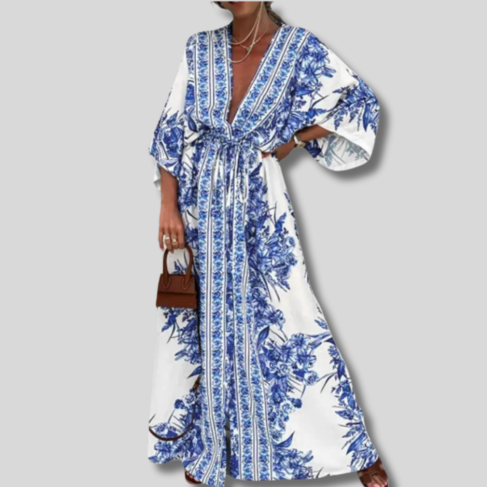 Tamika - Elegant Long Dress for Women with Flattering Wide Sleeves