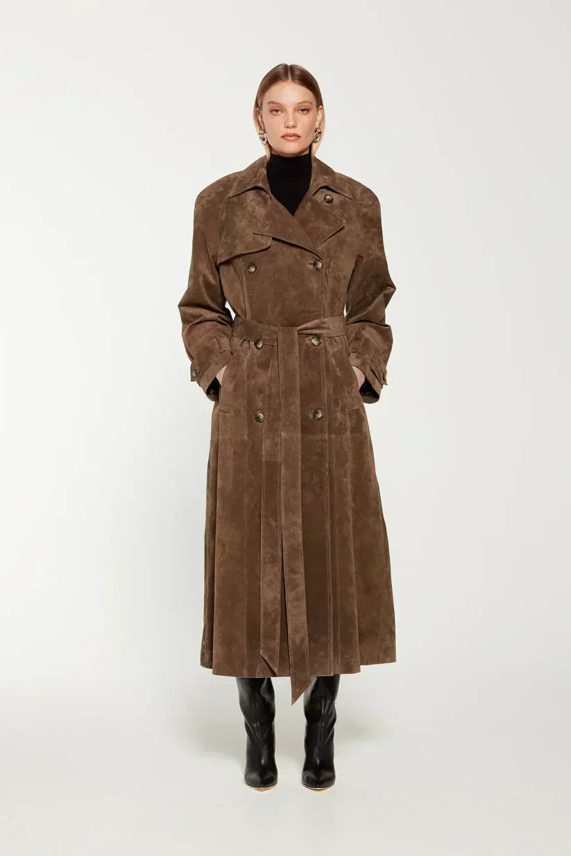 Maya - Luxurious Suede Long Coat for Women