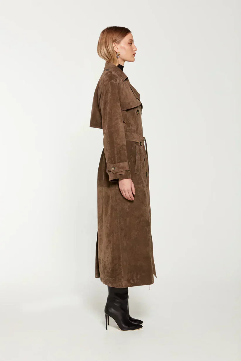 Maya - Luxurious Suede Long Coat for Women