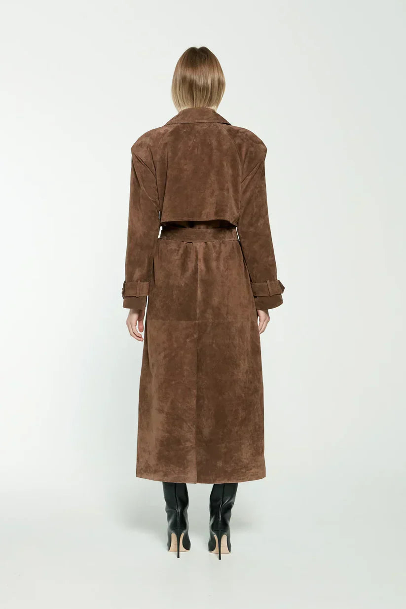 Maya - Luxurious Suede Long Coat for Women