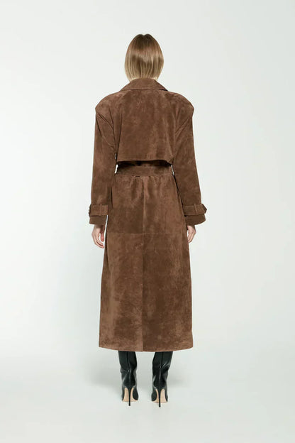 Maya - Luxurious Suede Long Coat for Women