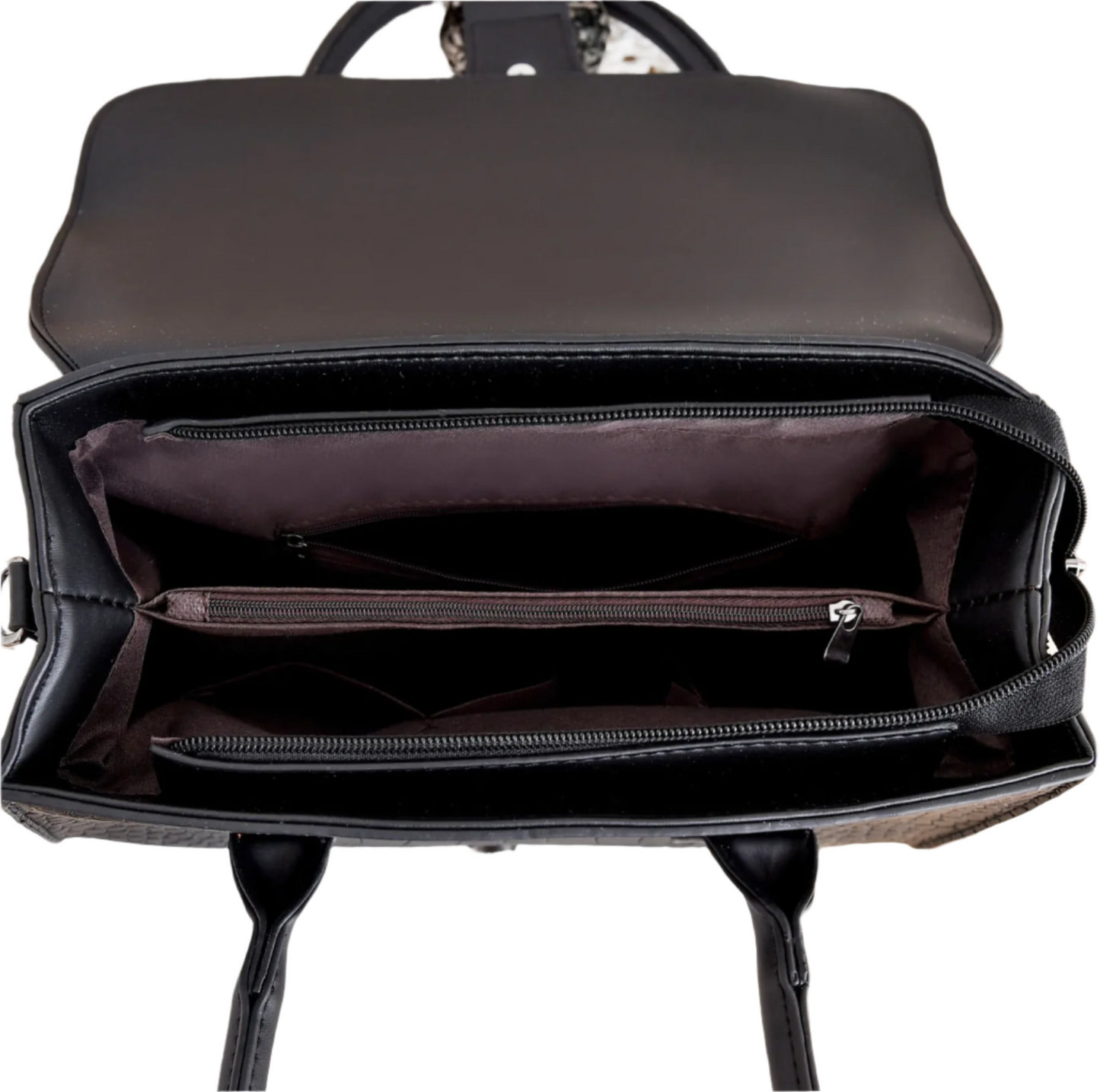 Elena - Elegant Black Handbag Featuring a Chic Crocodile Design