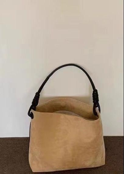 Luxurious Suede Tote Bag with Stylish Button Handle - Premium Quality Design