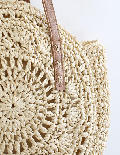 Chic Round Straw Bag - Handcrafted with Durable Handles