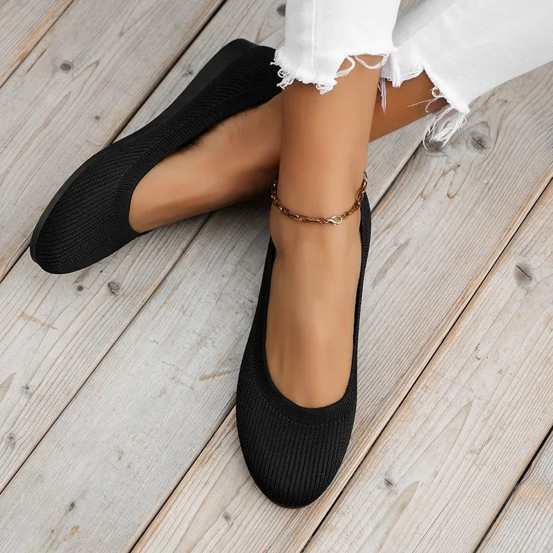 Frances - Chic Embellished Ballerinas with a Cozy Knitted Touch