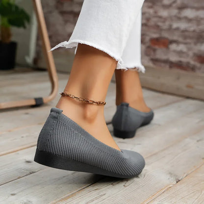 Frances - Chic Embellished Ballerinas with a Cozy Knitted Touch