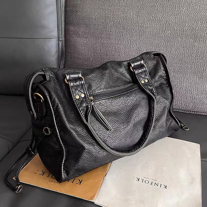 Elegant NoirClass - Premium Black Leather Handbag