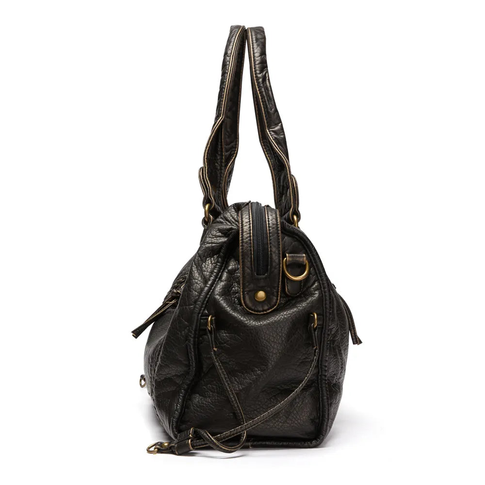 Elegant NoirClass - Premium Black Leather Handbag