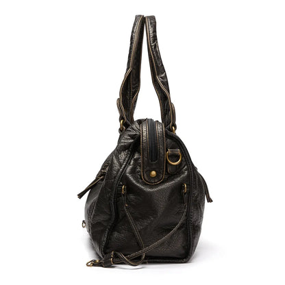 Elegant NoirClass - Premium Black Leather Handbag