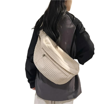 Chic Crossbody Bag Crafted from Luxurious Soft Ribbed Fabric