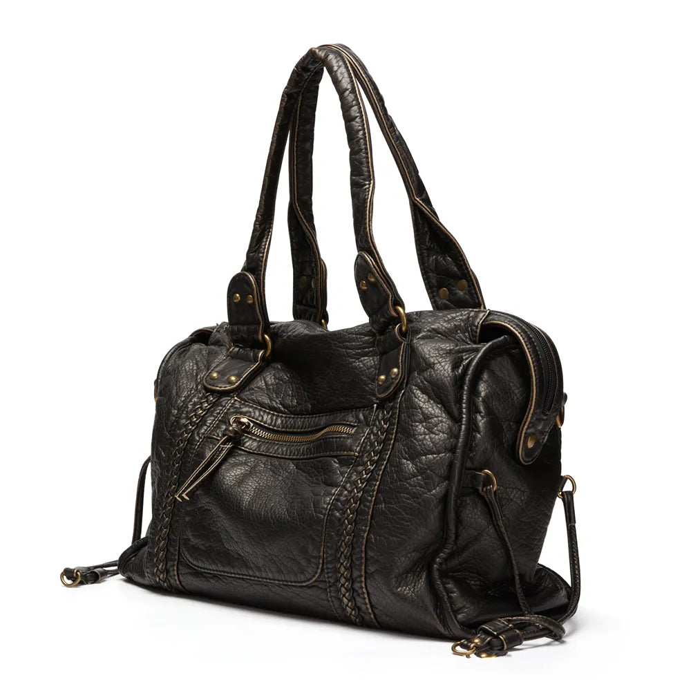 Elegant NoirClass - Premium Black Leather Handbag