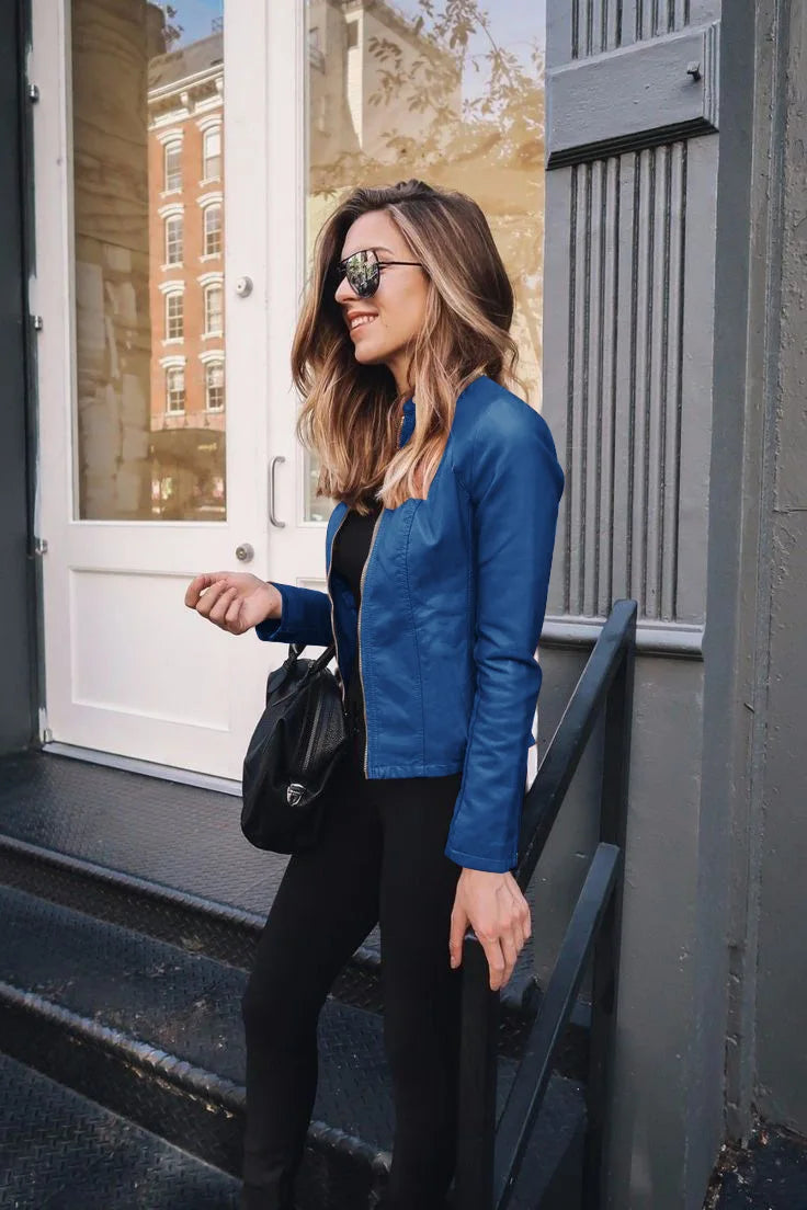 Ellen - Chic Women's Leather Jacket for a Stylish Look