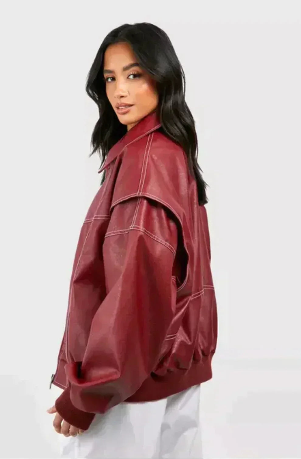 Sorella - Chic Oversized Leather Jacket for Women