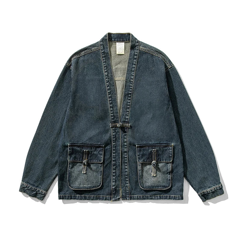 Chic Vintage-Inspired Denim Kimono