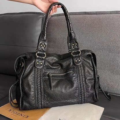 Elegant NoirClass - Premium Black Leather Handbag