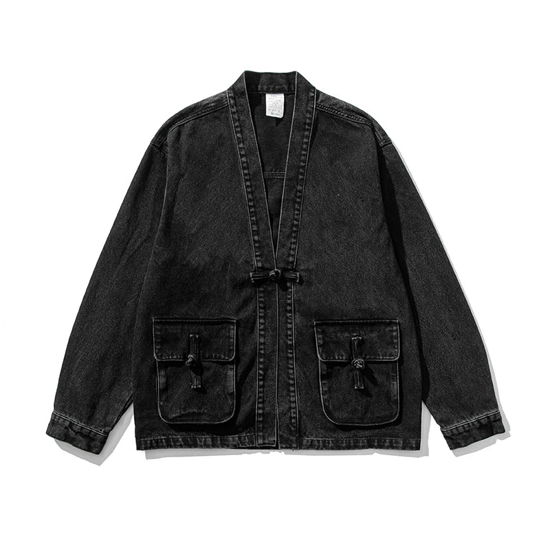 Chic Vintage-Inspired Denim Kimono