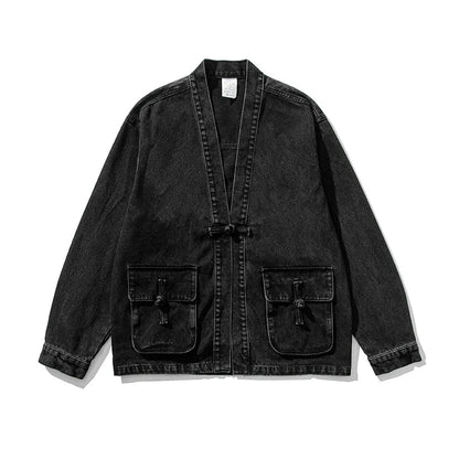Chic Vintage-Inspired Denim Kimono