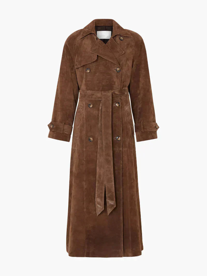 Maya - Luxurious Suede Long Coat for Women