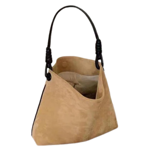 Luxurious Suede Tote Bag with Stylish Button Handle - Premium Quality Design