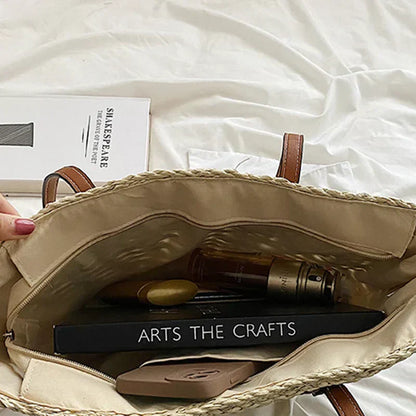 Stylish Bohemian Straw Shoulder Bag for the Beach