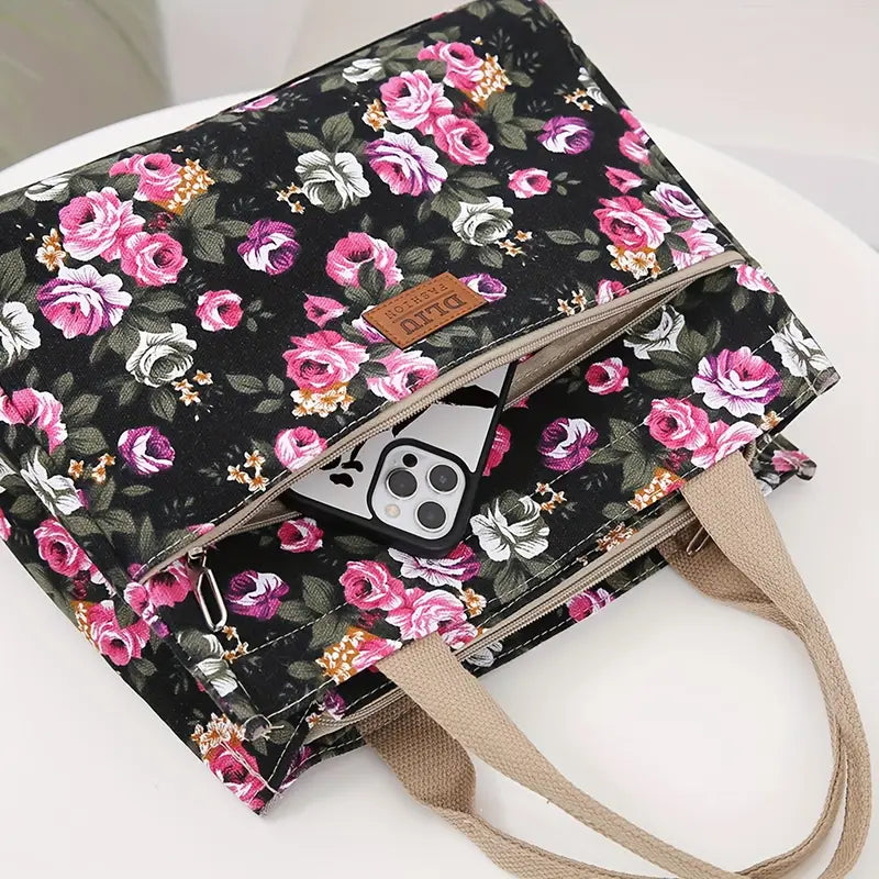 Chic Floral Print Tote Handbag for Effortless Elegance