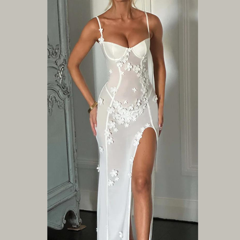 Emilia - Elegant Floral Sling Dress with Stylish Pleated Waist