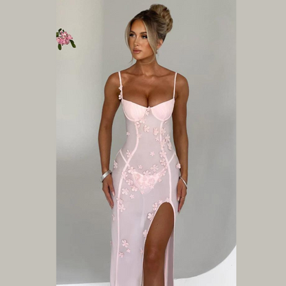 Emilia - Elegant Floral Sling Dress with Stylish Pleated Waist