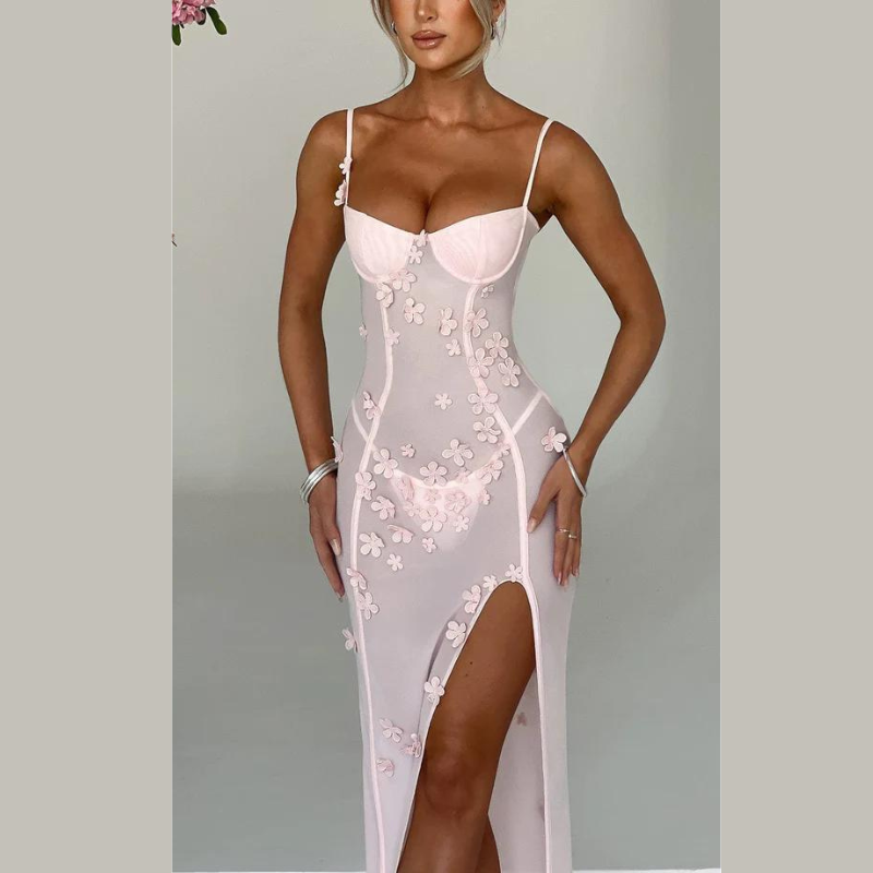 Emilia - Elegant Floral Sling Dress with Stylish Pleated Waist