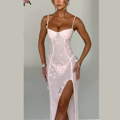 Emilia - Elegant Floral Sling Dress with Stylish Pleated Waist