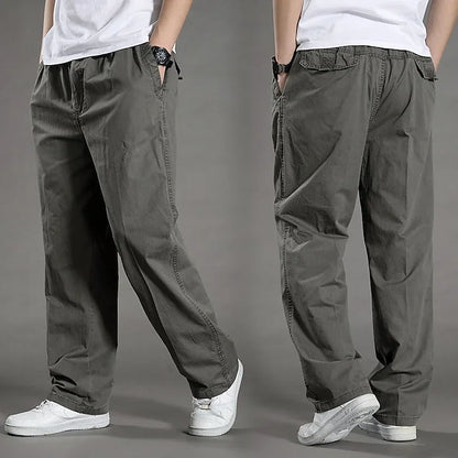 Versatile Elastic Waist Straight Fit Men's Cargo Pants