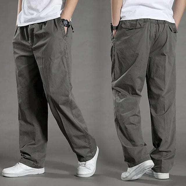 Versatile Elastic Waist Straight Fit Men's Cargo Pants