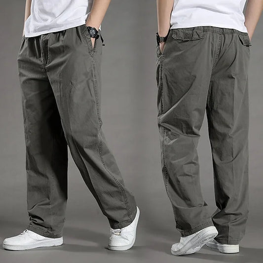 Versatile Elastic Waist Straight Fit Men's Cargo Pants