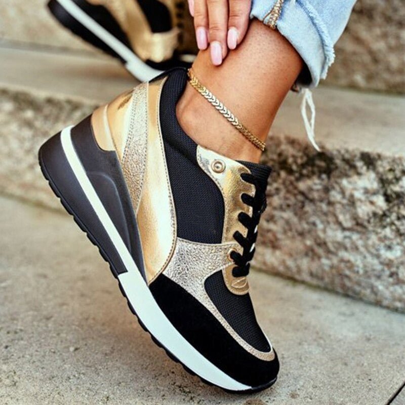 Callie - Stylish and Cozy Gold Sneakers for Everyday Elegance