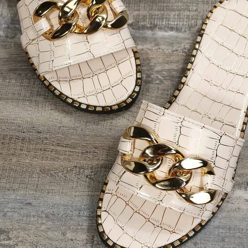 Edith - Stylish Crocodile-Printed Mules