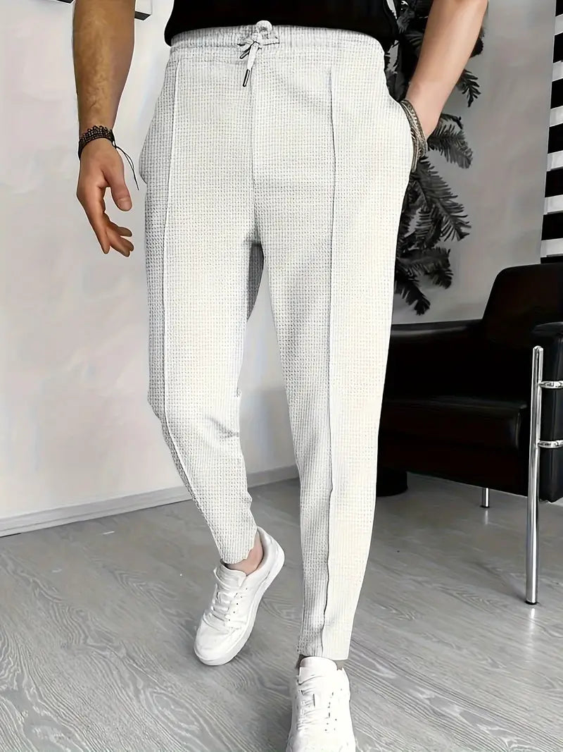 Cozy Bobby Waffle Sweatpants with Adjustable Drawstring