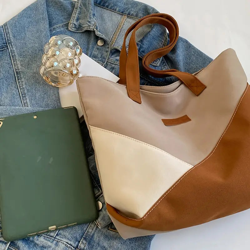 Chic Vintage Colourblock Tote Bag - A Stylish Statement Piece!