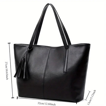 Chic Black Leather Tote Bag for Stylish Convenience