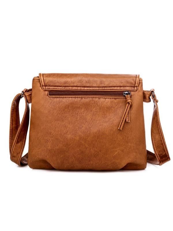 Chic Vintage Washed Leather Pleated Bag with Adjustable Shoulder Strap