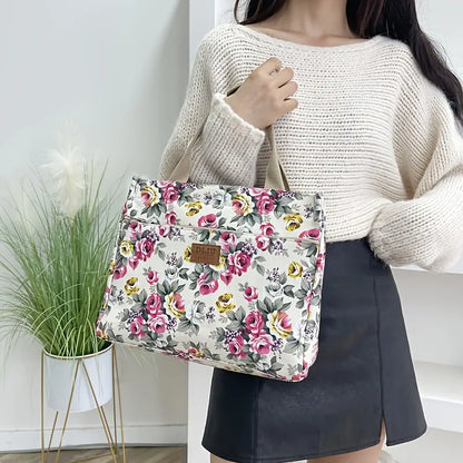 Chic Floral Print Tote Handbag for Effortless Elegance
