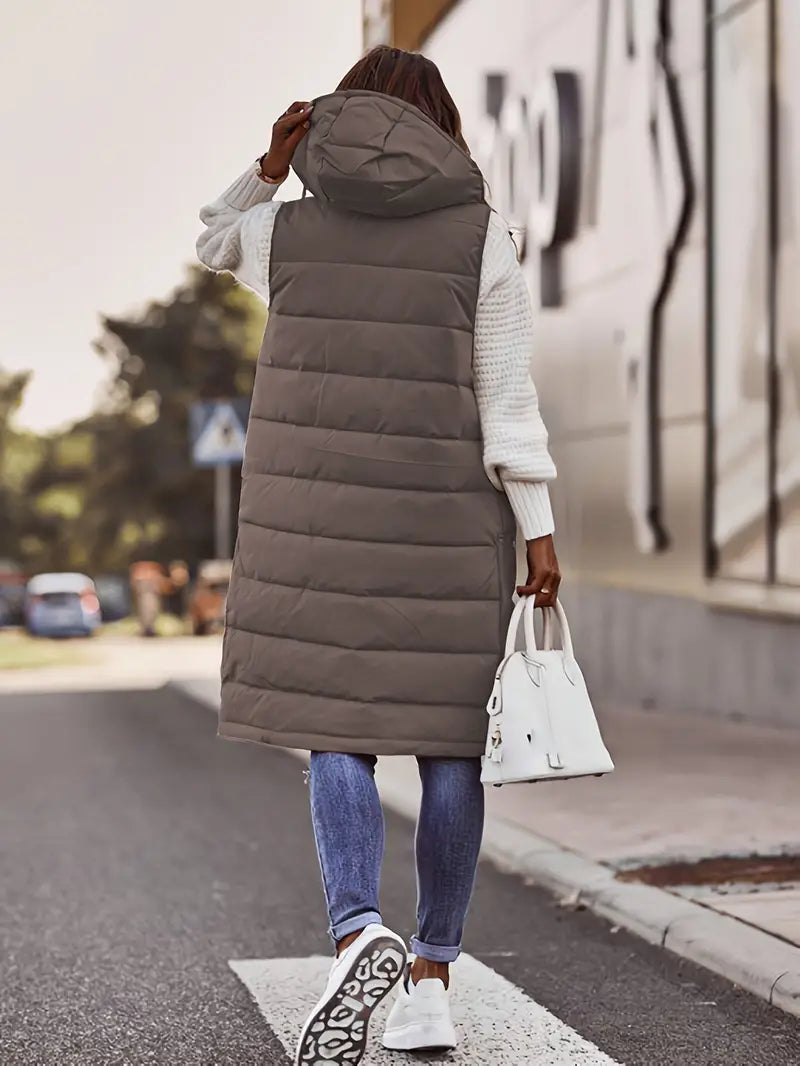 Chic Kiralee Women's Sleeveless Hooded Coat