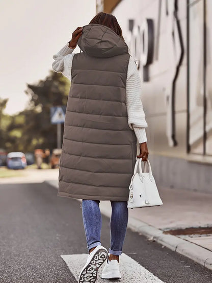 Chic Kiralee Women's Sleeveless Hooded Coat