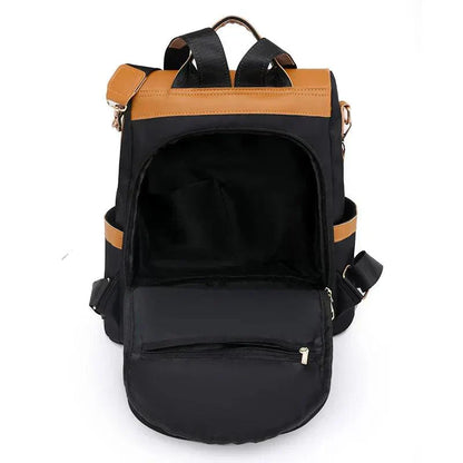 Chic Two-Tone Backpack with Stylish Tassel Pendant