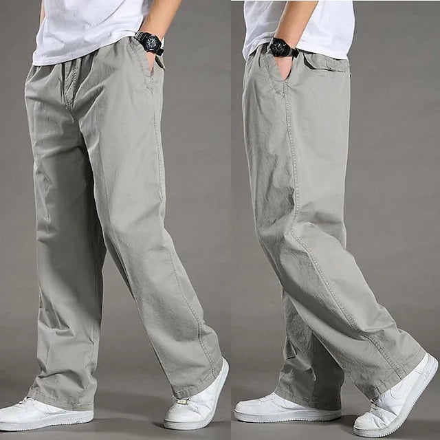 Versatile Elastic Waist Straight Fit Men's Cargo Pants